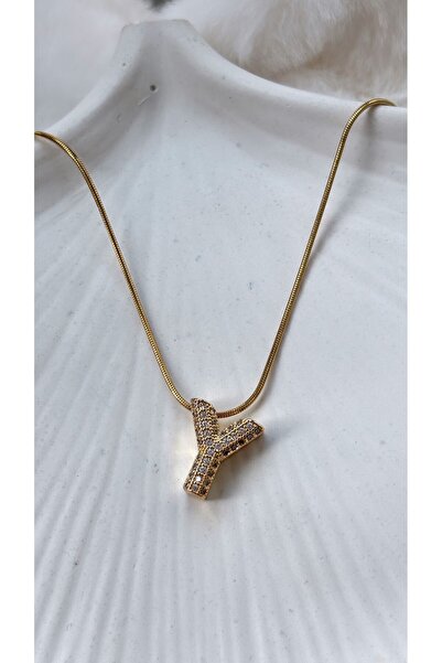 RGAccessories Taş Detaylı Çelik Harfl Kolye