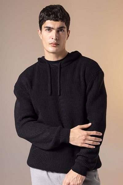 DeFacto Relax Fit Black Knitwear Sweater - Hooded, B8409Ax23Wn