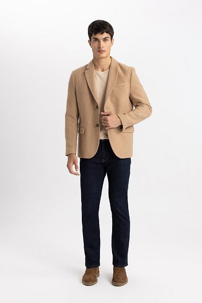 DeFacto Modern Fit Jacke Revers Knopf Blazer Jacke B5736ax23au
