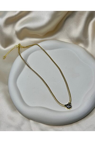 Baget Zirkon Taşlı Gold Kolye