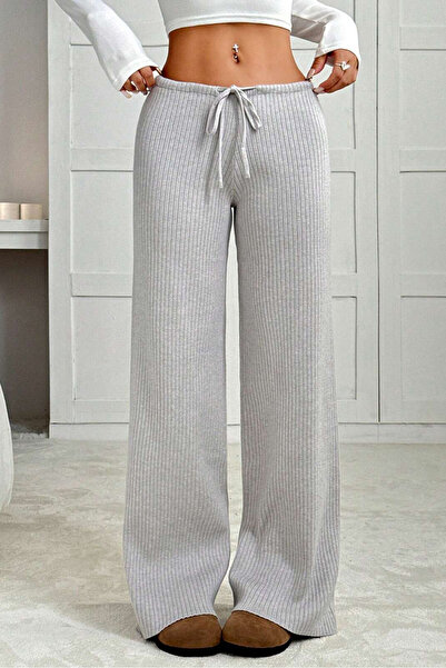 Sun Victoria Dámské šedé kalhoty Palazzo s vysokým pasem a širokými nohavicemi / tepláky