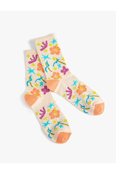 Koton Κάλτσες με φλοράλ σχέδια και λεπτομέρεια κεντήματος