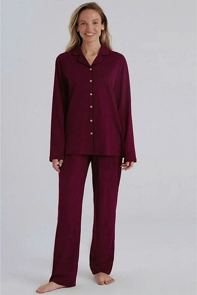 Eros Pijama Set cămașă și pijama pentru femei din bumbac - nasturi în față, cutie
