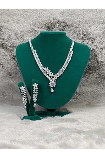 BMA TAKI KOLYE KÜPE SET ZİRKON TAŞLI SU YOLU BİRER DAMLA TAŞLI