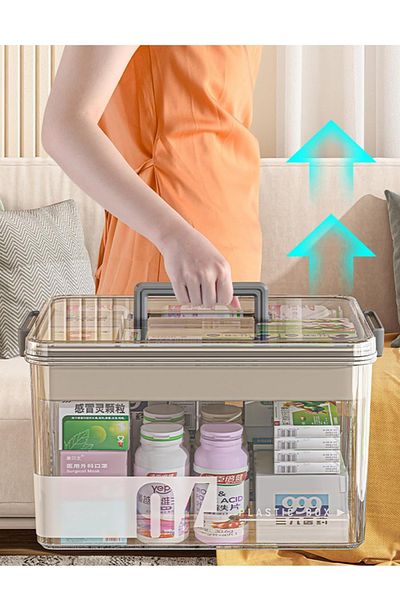 ALMUFARREJ Clear Plastic First Aid Storage Box, Polyethylene