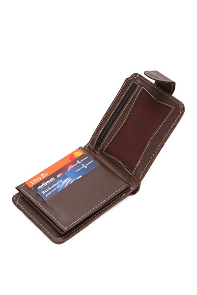 Newish Polo Erkek Kahverengi Kot Kumaş Bozuk Ve Kağıt Para Kartlık Ve Cüzdan