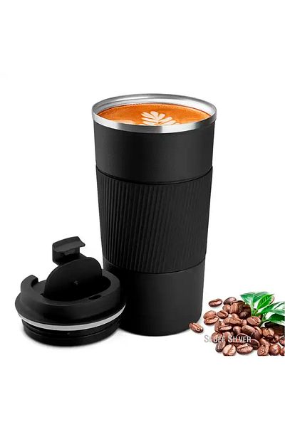 SEDEF SİLVER 304 Stainless Steel 500 Ml Non-Slip Rubberized Thermos Cup Mug Vehicle Coffee Tea Thermos 549