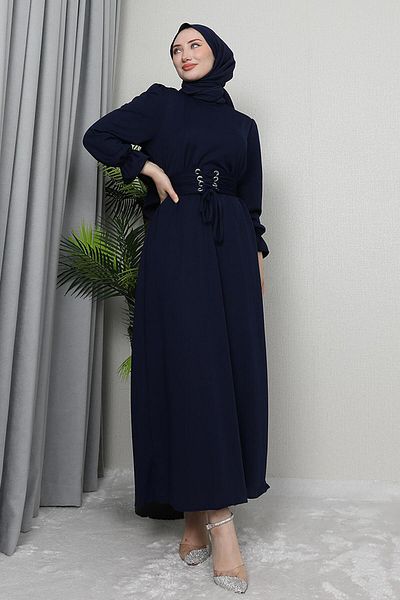 GİZ AGİYİM Φόρεμα με ζώνη με πουλί μπλε Navy Blue