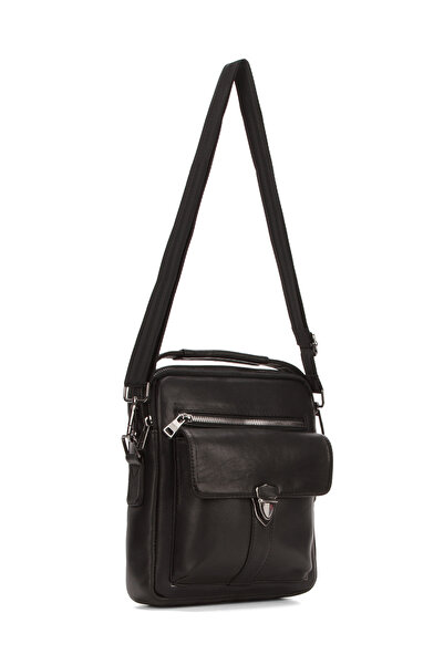 Newish Polo Geantă de mână și de umăr din piele naturală neagră pentru bărbați