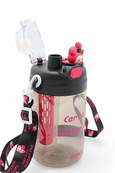 M&B WATER BOTTLE 750ml Cute Children's Water Bottle - Neck Hanging, Double Lid Water Bottle, Figured Design, Straw Bottle