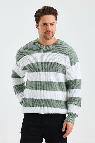 Tarz Cool Men's Color-Blocking Regular Crew Neck Knitwear Sweater