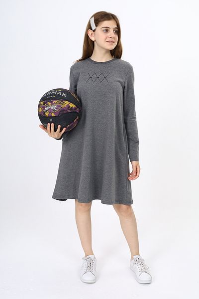 Toontoy Girl's Crew Neck Two so Hidden Pocket Embroidered Dress