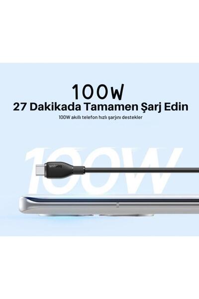 Baseus Mega Hızlı 1.2mt 100w Type-c Şarj Kablosu, Akım Ve Isı Korumalı Type C Kablo, Pc, Telefon, Ta