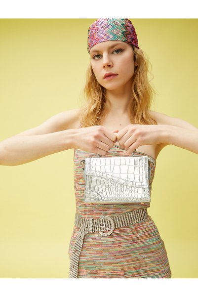 Koton Evening Dress Bag with Cross Shiny Strap Lined