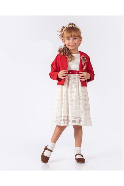 Elayza ROCHIE DE SĂrbătoare CU JACHETĂ DE DANTELĂ DE BUMBAC PENTRU FETE 2258/2259