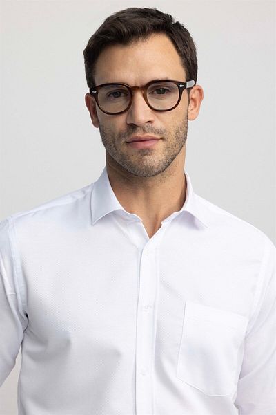 Tudors Ανδρικό λευκό πουκάμισο Classic Fit μακρυμάνικο Dobby