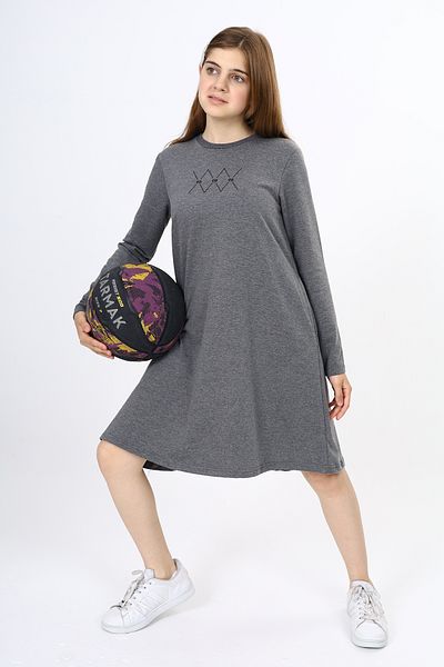 Toontoy Girl's Crew Neck Two so Hidden Pocket Embroidered Dress