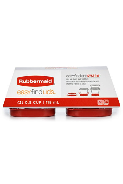 RUBBERMAID عبوات تخزين الطعام مع أغطية سهلة العثور عليها باللون الأحمر الياقو...