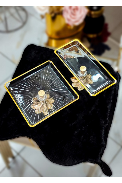 SEÇKİNEV Madlen 2 Parça Gold Detaylı Sunum Tabağı