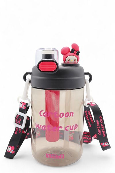 M&B WATER BOTTLE 750ml Cute Children's Water Bottle - Neck Hanging, Double Lid Water Bottle, Figured Design, Straw Bottle