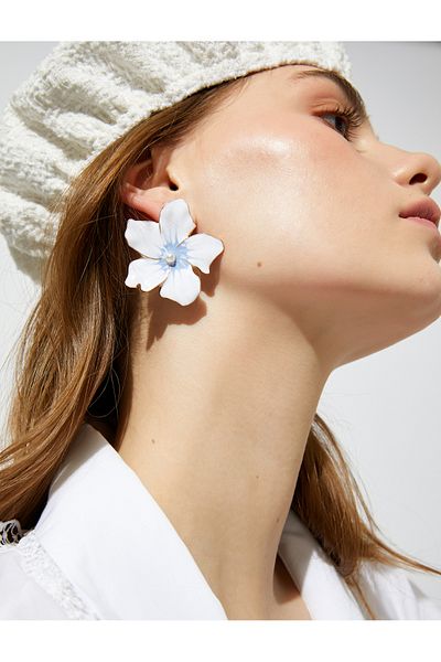 Koton Earrings Flower Shaped Pearl Detailed