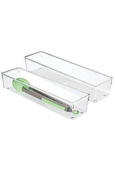 İdesign Linus Deep Drawer Organizer, Clear, Long In-Drawer Storage Bin, 4 x 1...