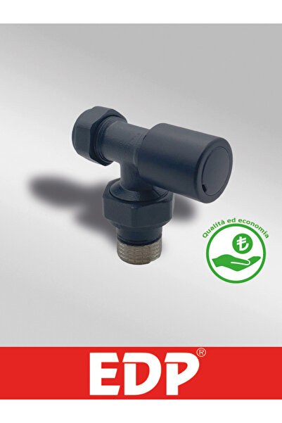 EDP ANTRASİT KÖŞE RADYATÖR VANASI PLASTİK VOLAN 16*2 RAKORLU PEX