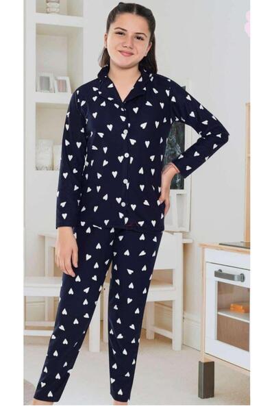 Modella Life Kids Modella Girl's Cotton Suede Navy Blue Πουκάμισο με μοτίβο κ...