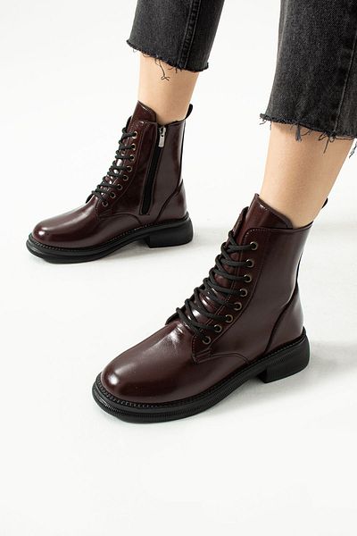 Moda Amour Angelina Rashel Burgundy Women's Fancy Zippered Waterproof Winter Poly Thick Soled Boots