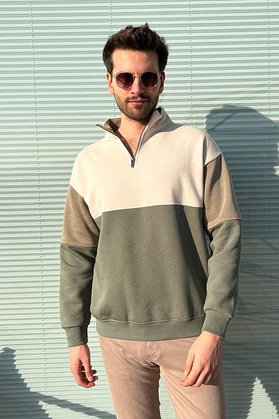 ModaPlaza Men's 3 Rope Zippered Raised Sweat 5719