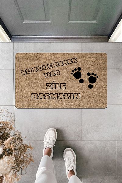 Dormot Home High Quality Digital Printing There's Baby in This House Don'T Ring the Bell Alert Door Front Mat