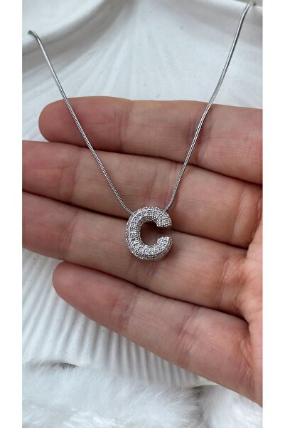 RGAccessories قلادة بحروف فولاذية مع تفاصيل حجرية