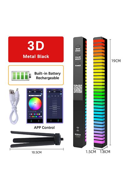 CHEGIT 3d Black App Charge 16/32/40 Led Charge Rgb Light Bar Sound Activated Music Pickup Voice Lights Ambi
