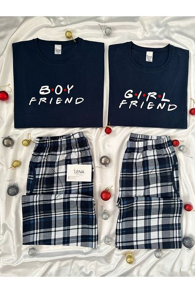 Lena Homewears Casual Άνετο Σετ Πιτζάμες Ζευγάρι Βαμβακερό εμπριμέ (Σετ 2)