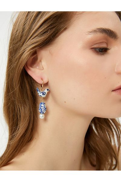 Koton Earrings Bird Shaped Beaded - Melis Ağazat X Cotton
