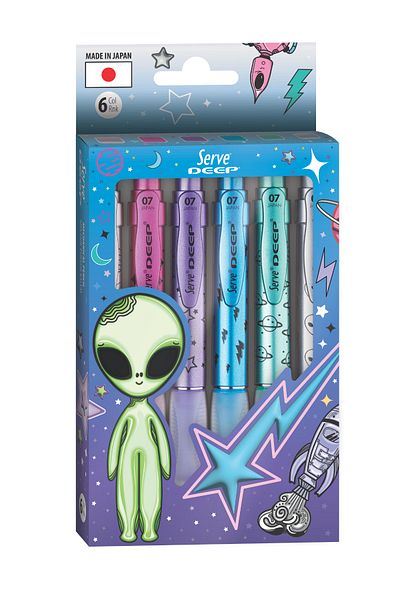 Serve Deep Tip Pen Space Series 07mm - Set of 6