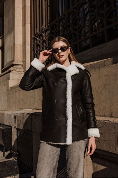 CE-YIL DERİ ÜRÜNLERİ KADIN MELİS HAKİKİ NAPA KÜRK TRENÇKOT