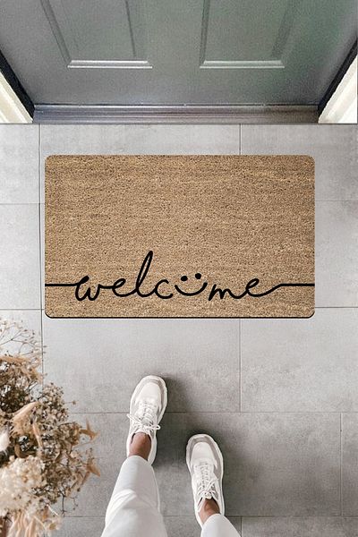 Dormot Home High Quality Digital Printing Smiling Face Welc:)Me Door Front Mat