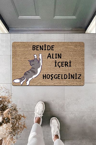 Dormot Home Kitten Door Front Mat with High Quality Digital Printing Saying'Get into Me'