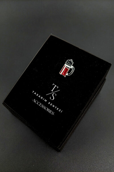 Tasarım Sentezi Rozet Metal Broş French Press Nescafe Kahve Bar Barmen Barmai...