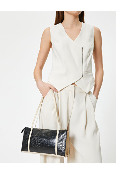 Koton Dikdörtgen Omuz Çantası Suni Timsah Derisi İnce Çift Askılı