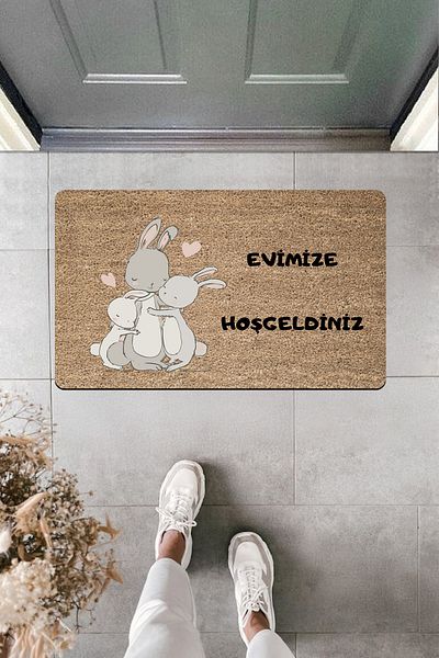 Dormot Home High Quality Digital Printing Rabbit Family Welcome to Our Home Door Front Mat