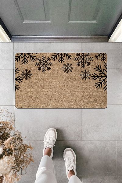 Dormot Home High Quality Digital Printing Black Snow Pattern Door Mat