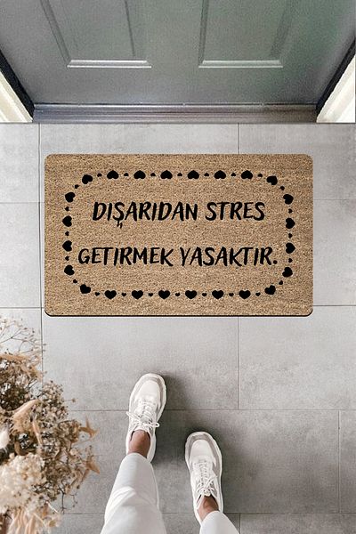 Dormot Home High Quality Digital Printing Heart Framed Forbidden to Bring Stress Door Front Mat