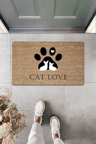 Dormot Home High Quality Digital Printing Paw Cat Love Door Front Mat