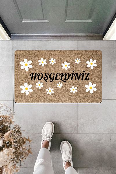 Dormot Home High Quality Digital Printing Welcome Door Front Mat with 12 Daisies