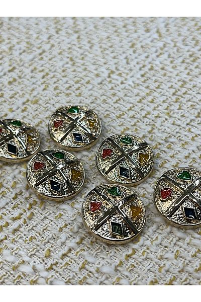 ODDA TASARIM ATÖLYESİ 25 mm Colorful Epoxy Button - Gold Italian Design