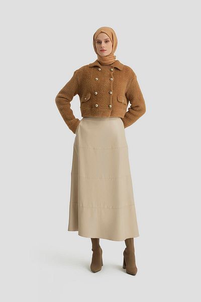 Armine Camel Feather Knitwear Jacket - 24K5718