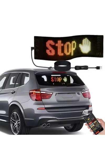 APEXİ App Controlled Led Panel Digital Display 60cm Adhesive to the Glass for Sedan Type Vehicles