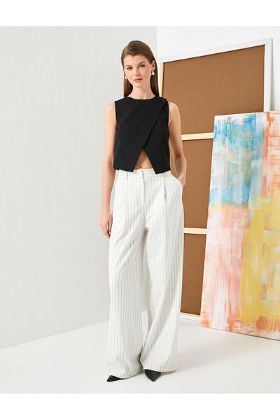 Koton Crop Vest with Front Window Detail and Button
